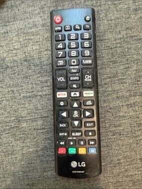 LG Black Remote with Red Power and Multicolor Shortcut Keys
